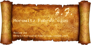 Horowitz Fabrícius névjegykártya